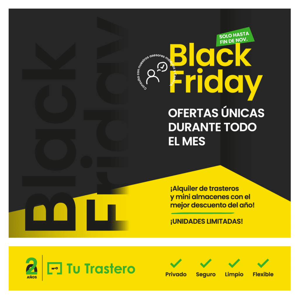 Oferta alquiler trasteros Black Friday Tu Trastero 24 